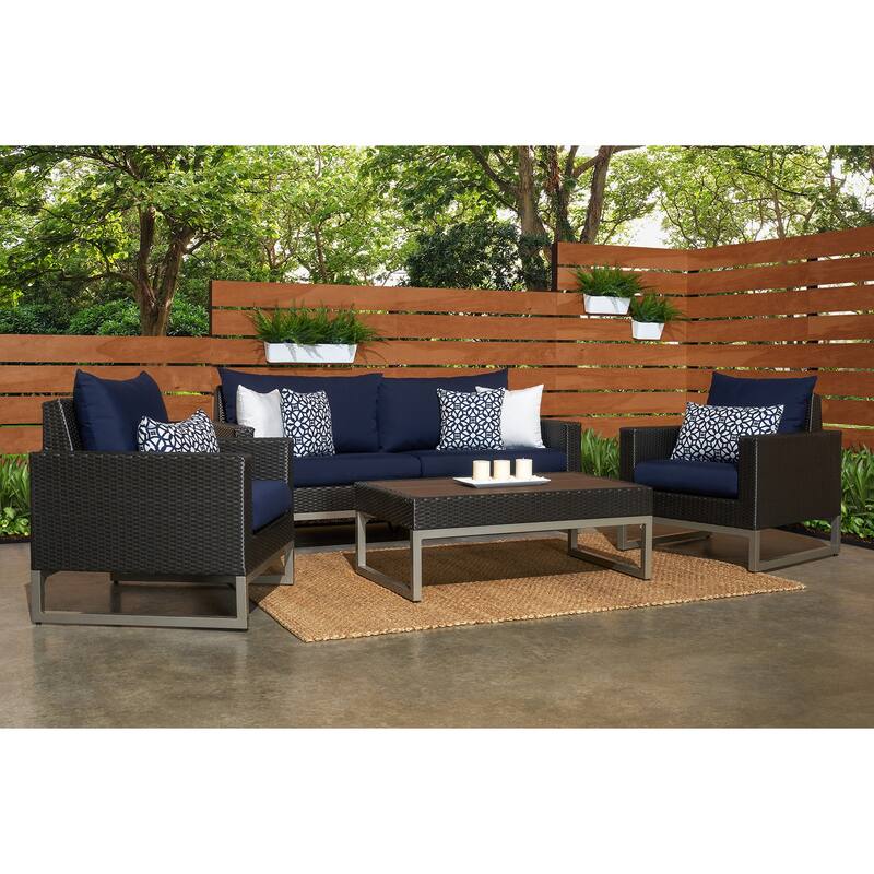 Milo Espresso 4 Piece Sunbrella Outdoor Patio Seating Set