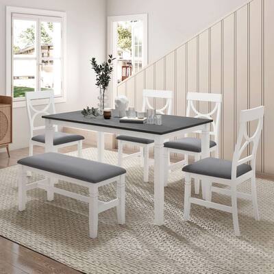 6-Piece Wood Dining Table Set Kitchen Table Set