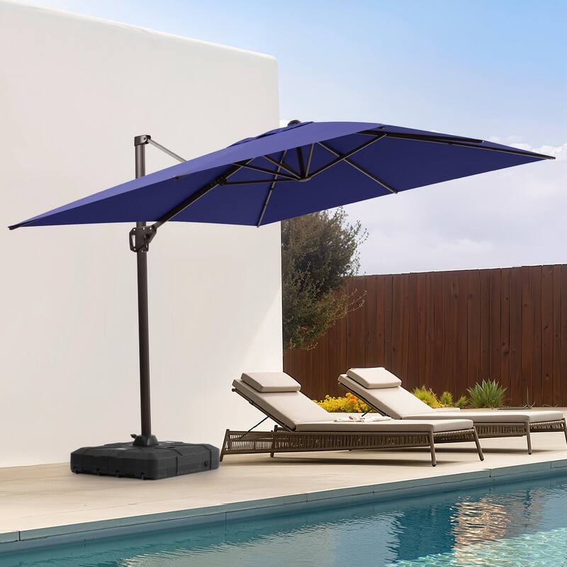 Outdoor 11 x 9 FT Patio 360 Degree Rotation Cantilever Umbrella with Base