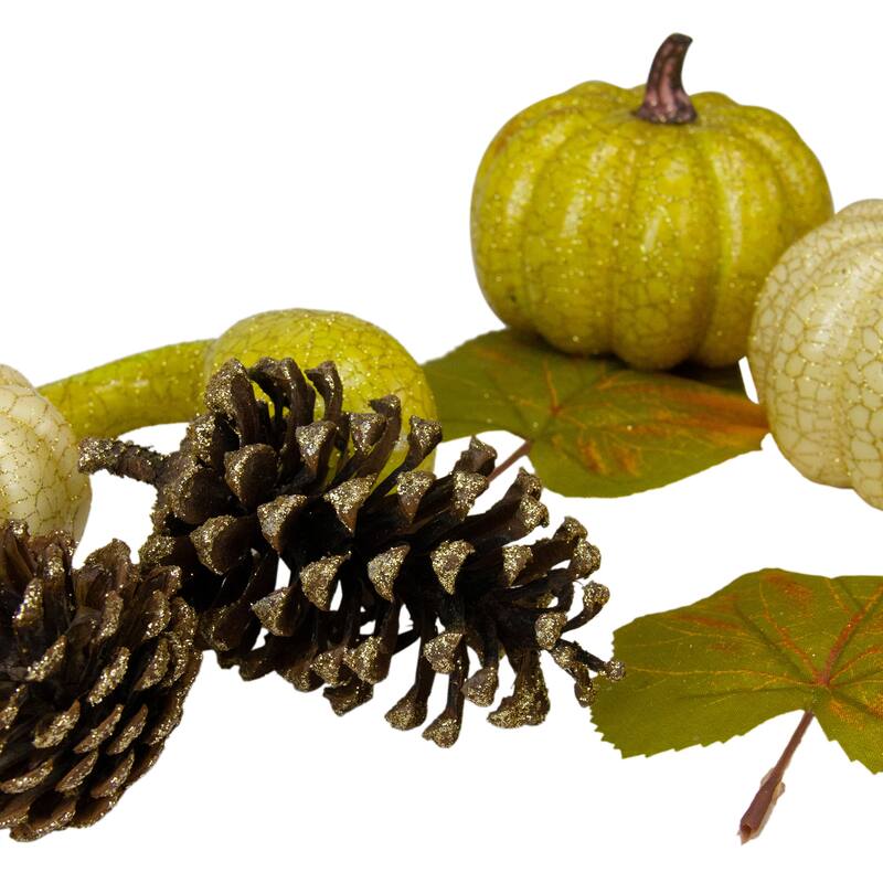 12 Crackled Glitter Fall Pumpkin Gourd Berry Pine Cone Decoration Set