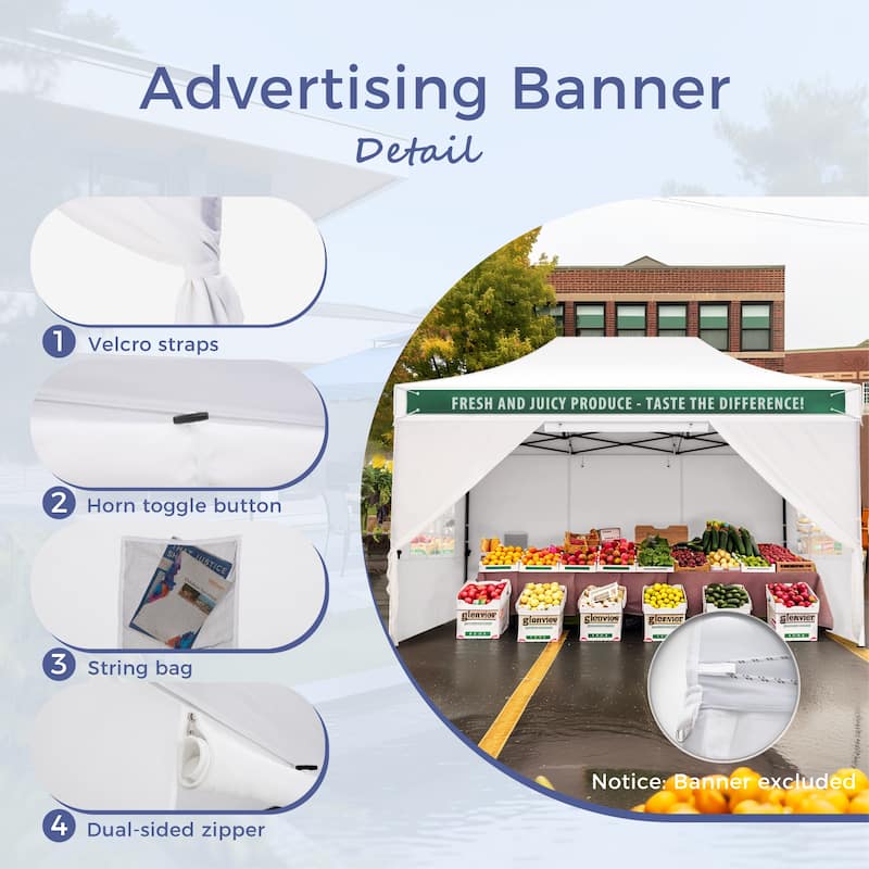 10x20FT Outdoor Canopy Tent for Events Party Wedding Waterproof Gazebo Tent with Sidewalls