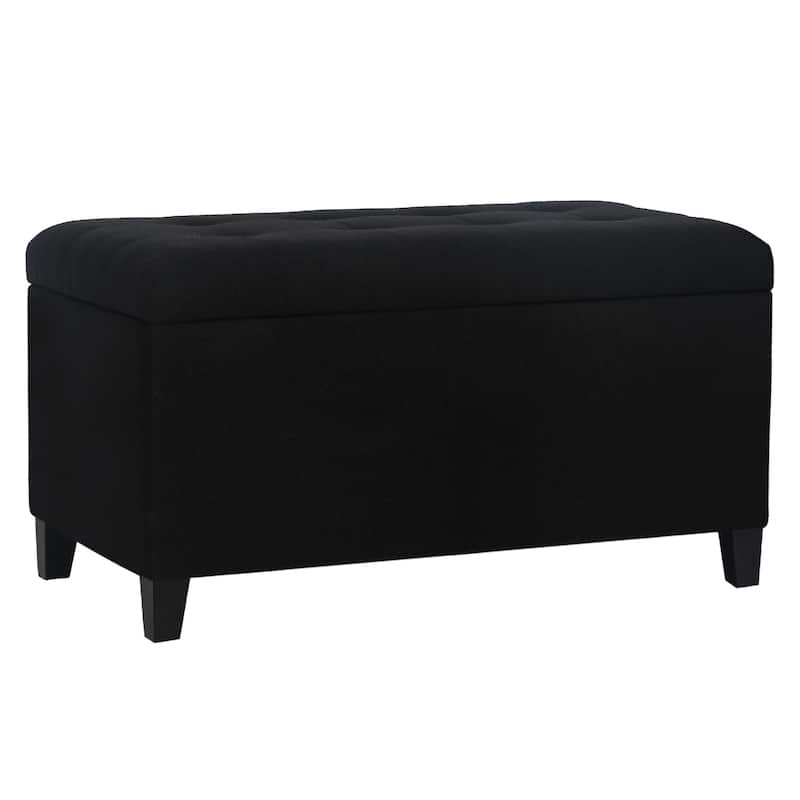 Adeco Rectangular Storage Ottoman Faux Leather Bench Lift-top Footrest