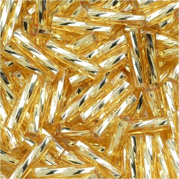 Toho Glass, Twisted Bugle Beads Size 3 9x2mm, 10 Grams, Light Topaz