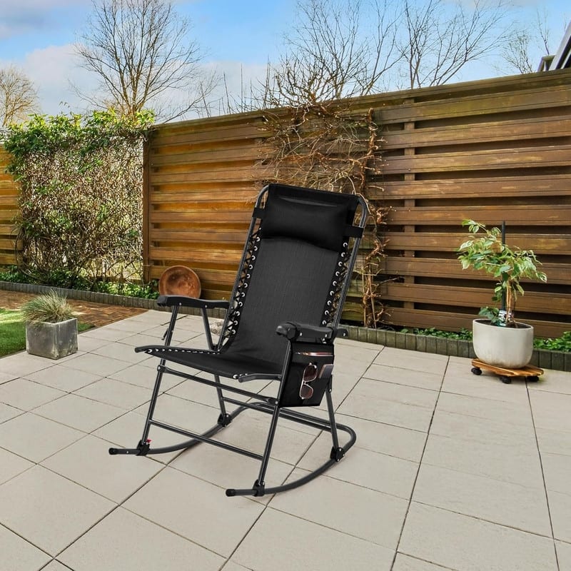 Rocking Chairs Foldable Outdoor Lounge Chair for Outside - 40.2"D x 25.8"W x 40.6"H