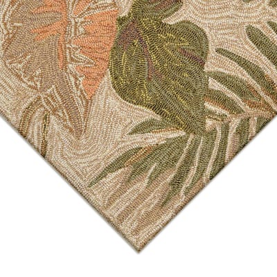 Liora Manne Ravella Tropical Leaf Indoor/Outdoor Rug Neutral