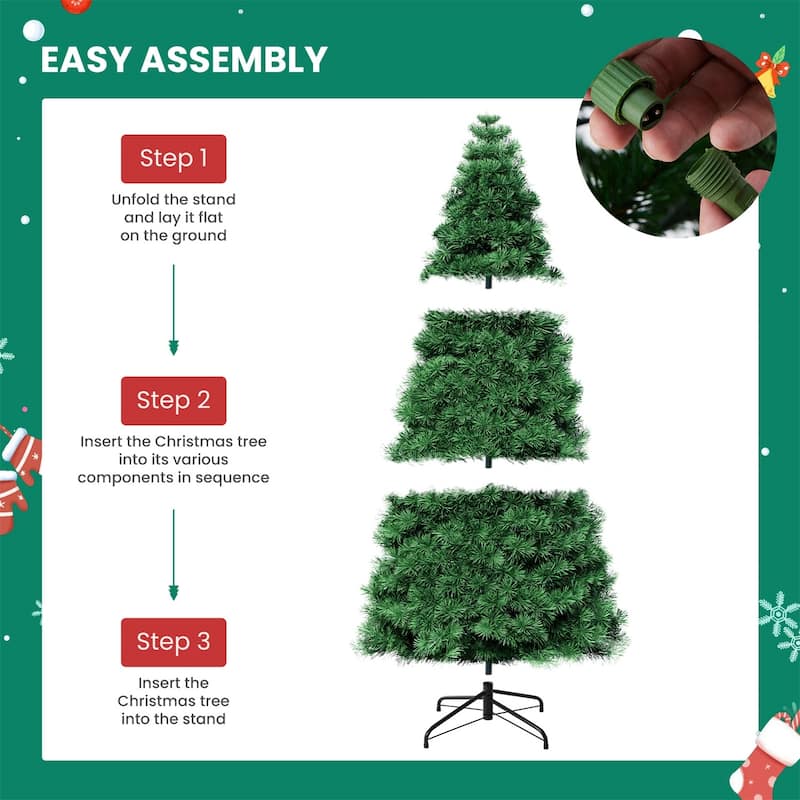 Pre-lit Snow-Flocked Christmas Tree, Artificial Holiday Christmas Tree with 120 Warm Lights, 347 Branch Tips - N/A