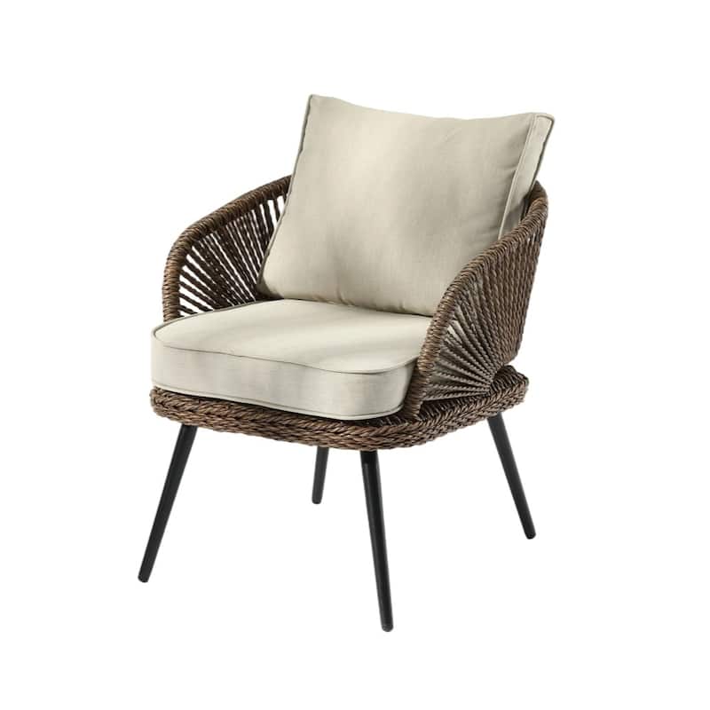 4-Person Outdoor Wicker Patio Conversation Seating Set with Coffee Table, Weather-Resistant Cushions