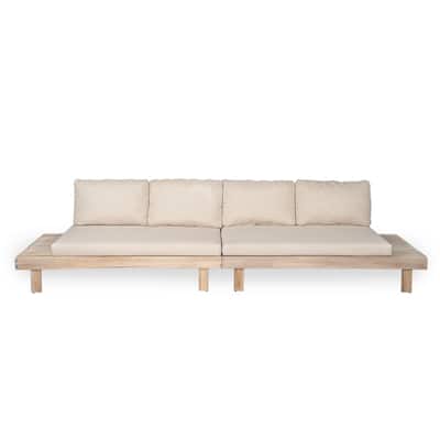 Christopher Knight Home - Thayne Patio Acacia Wood Full-Corner Left and Right 2 Seater Sofa Set with Water-Repellent Cushions