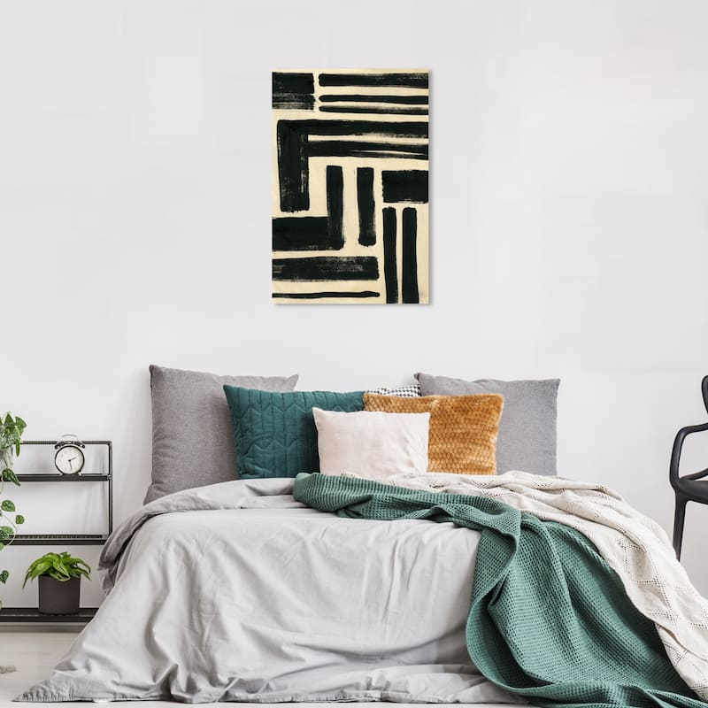 Wynwood Studio Canvas Abstract First Floor Black and Vanilla Modern & Contemporary Wall Art Canvas Print - 36 x 24