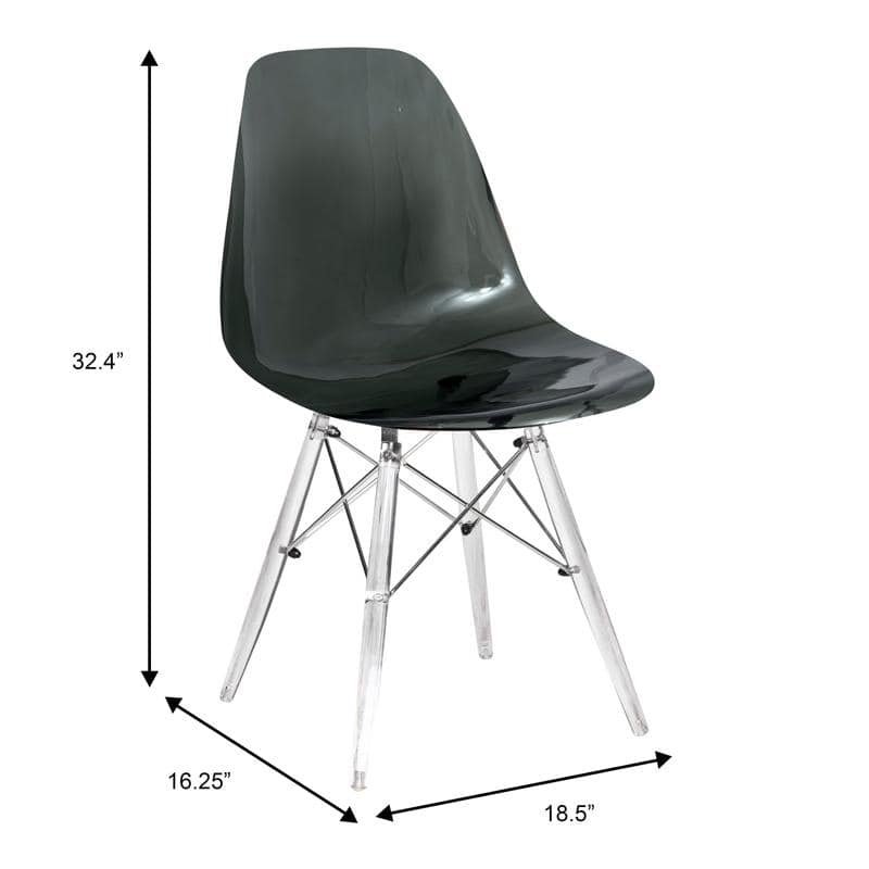 Dover Modern Acrylic Accent Side Chair with Eiffel-Style Legs for Dining Room, Kitchen, Office, or Indoor/Outdoor Seating