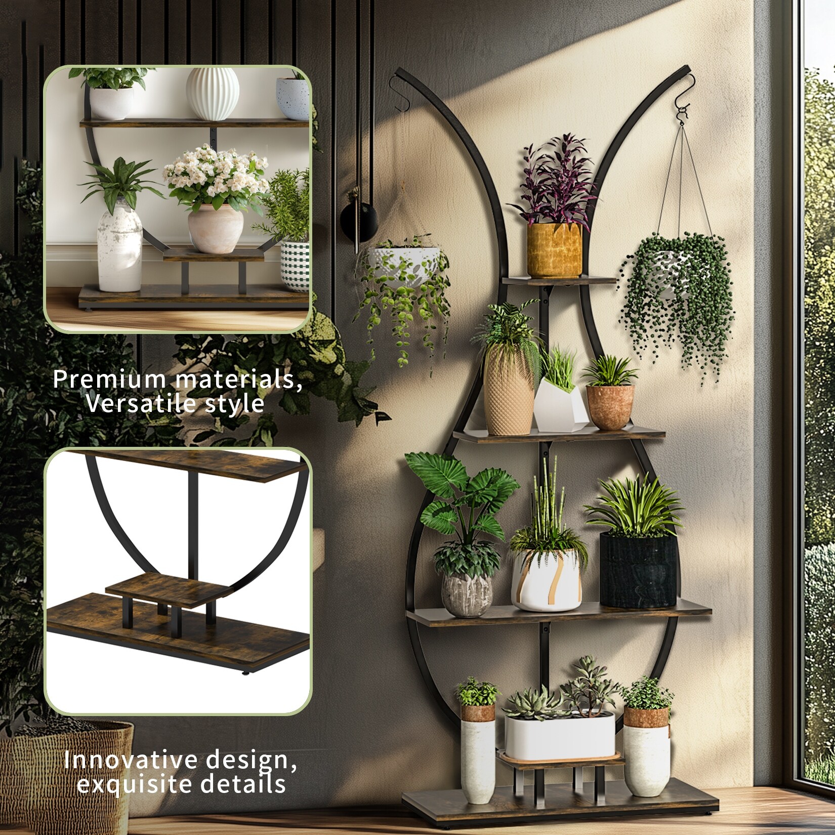 Vase Shape Planter Display Rack Industrial Style Plant Stand with