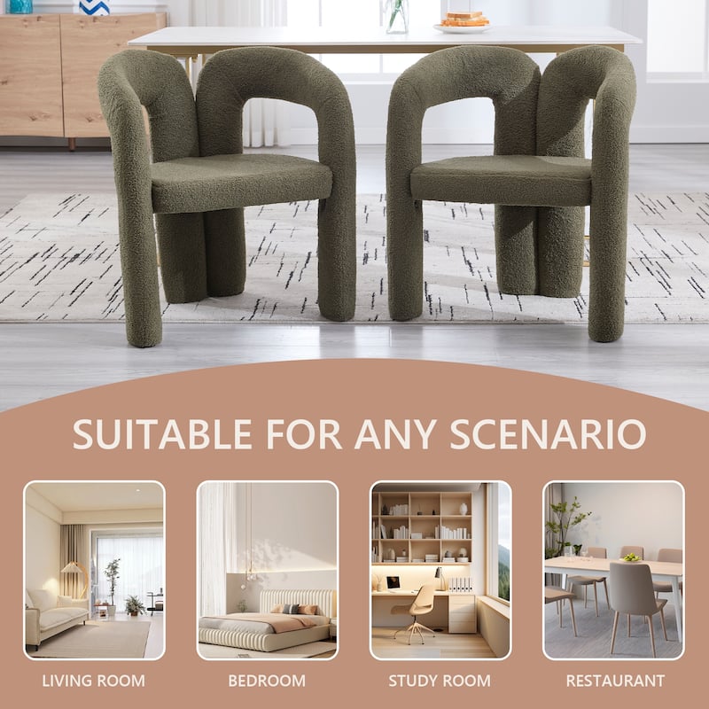 HOMEFUN Teddy Fabric Upholstered Wood Frame Contemporary Designed Dining Side Chair（set of 2）