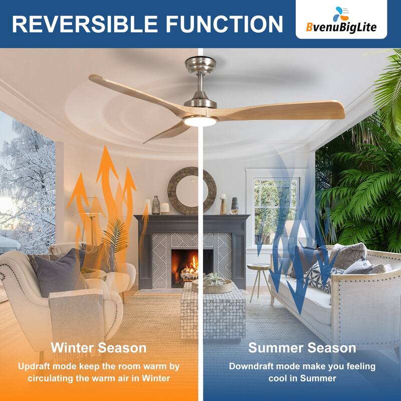 52 in. Indoor/Outdoor Dimmable Ceiling Fan With Light for Patios, Modern Noiseless Ceiling Fan with Remote APP Control