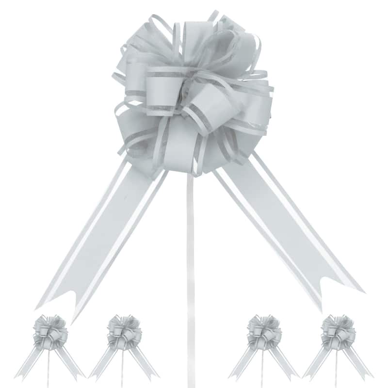 10pcs Large Pull Bow 8 Inch Flower Bows for Wedding Baskets - 8 Inch - Gray