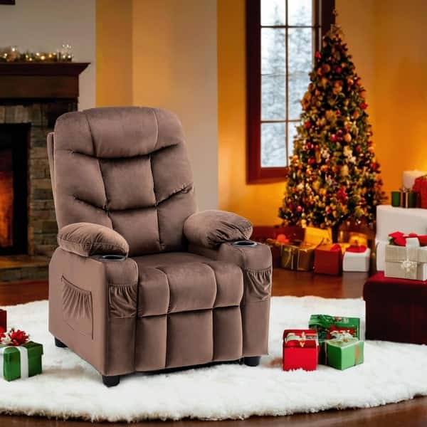 slide 2 of 81, MCombo Big Kids Recliner Chair with Cup Holders , Velvet Fabric