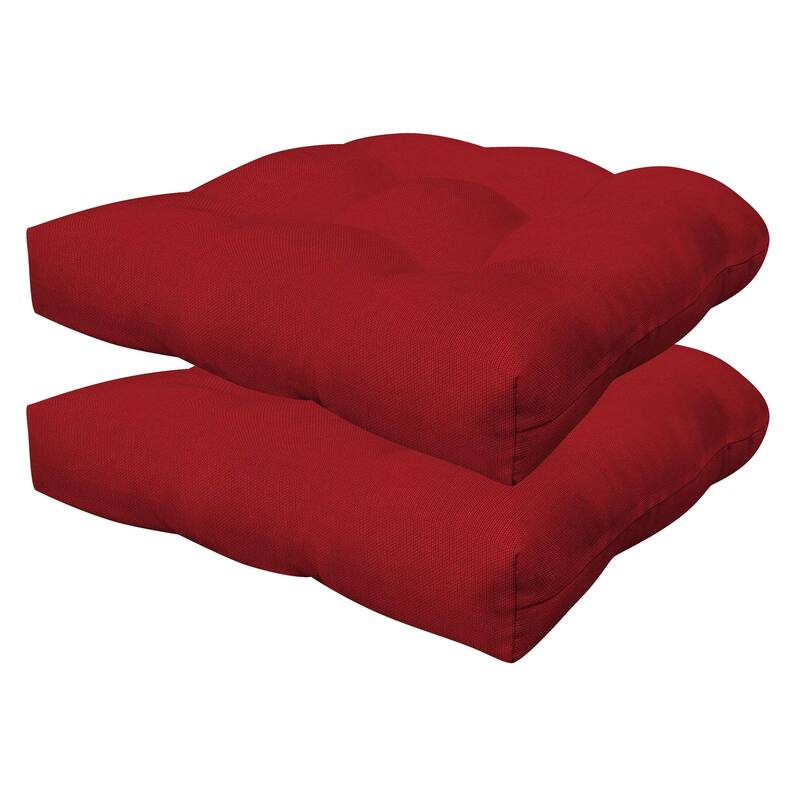 Contoured Tufted Dining Seat Cushion (2-Pack) - Textured Solid Imperial Red
