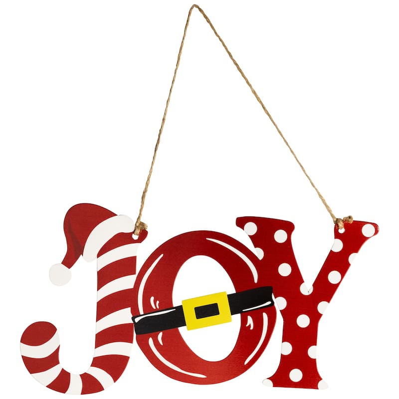Santa Hat and Belt Joy Christmas Wall Sign - 12.25"