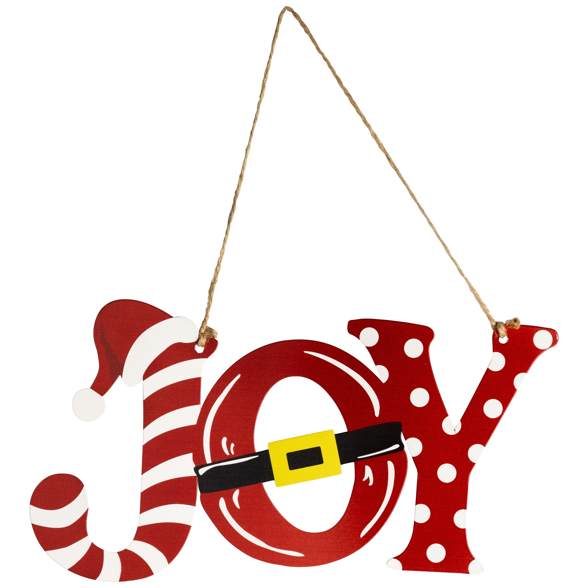 Santa Hat and Belt Joy Christmas Wall Sign - 12.25"
