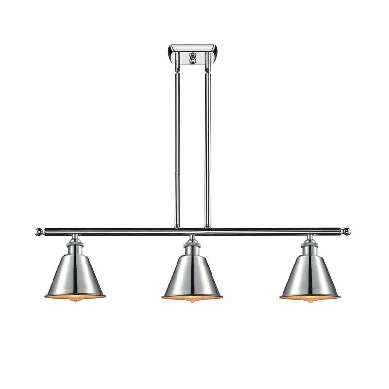 Innovations Lighting Smithfield 3 Light 36" Wide Linear Chandelier - Polished Chrome / Metal Shade