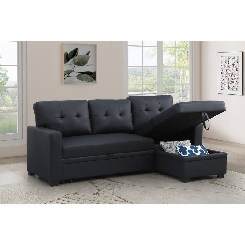Convertible Upholstered Sectional Sofa With Pull-Out Chaise