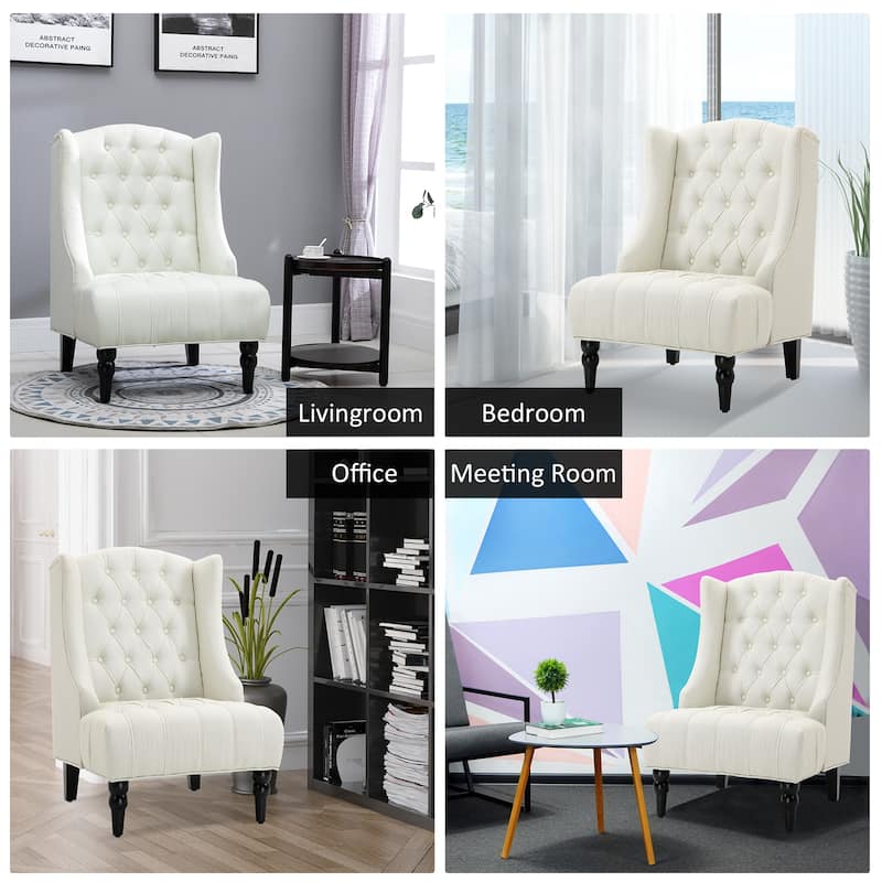 Copper Grove Erin Tufted Linen Upholstered Tall Wingback Accent Chair