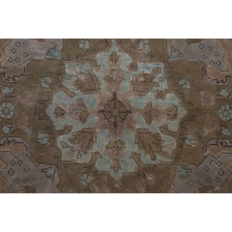 Hand Knotted Oriental 100% Wool Carpet Traditional Floral Brown Tabriz Area Rug - 9' 4'' X 6' 8''