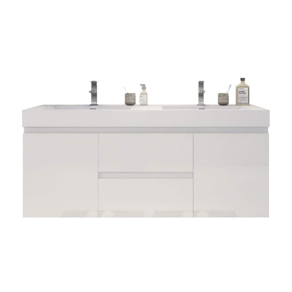 Baillie 60'' Wall-Mounted Vanity with Double Reinforced Acrylic Sink