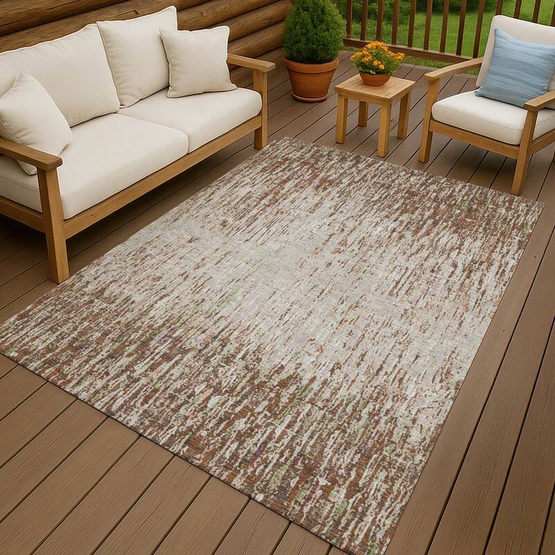 Machine Washable Indoor/ Outdoor Abstract Moxy Chantille Rug - Paprika - 8' x 10'