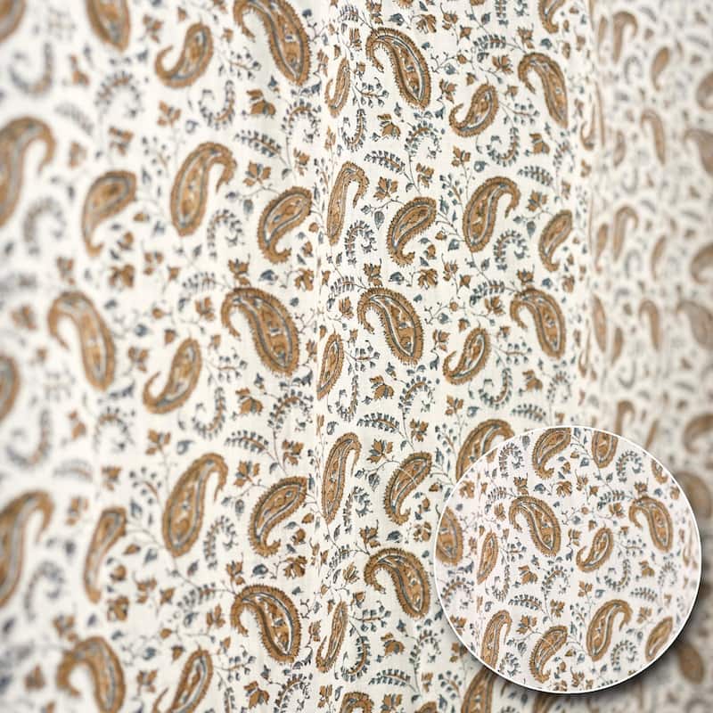 Fabdivine Block Print Curtain or Drape Decorative Home Accent Bed or Living Room