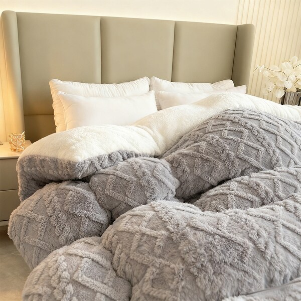 Shatex Breathable Warmth Fluffy Plush Sided Velvet Comforter - Bed