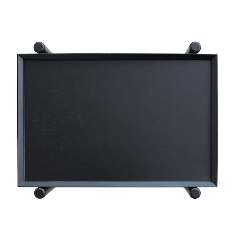 Rubberwood 3-Tier Bar Cart on Casters with Removable Tray/Shelf - 18.5"L x 23.62"W x 26.38"H