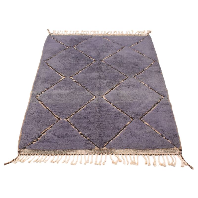 ECARPETGALLERY Hand-knotted Beni Ourain Purple Wool Rug - 5'3 x 7'8