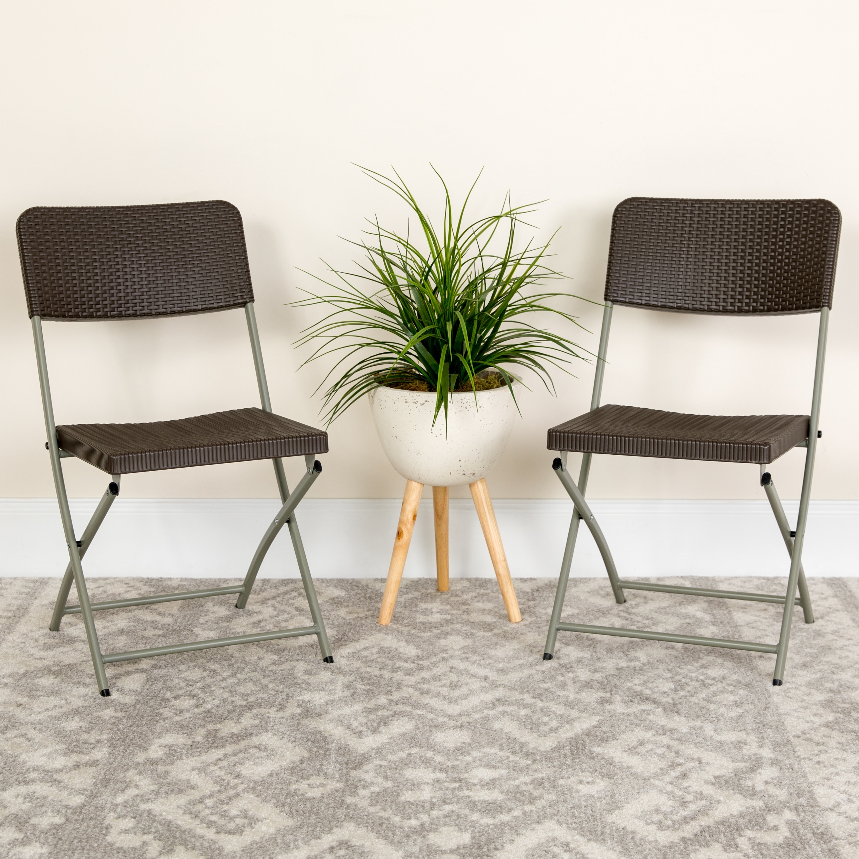 Faux rattan folding chairs store