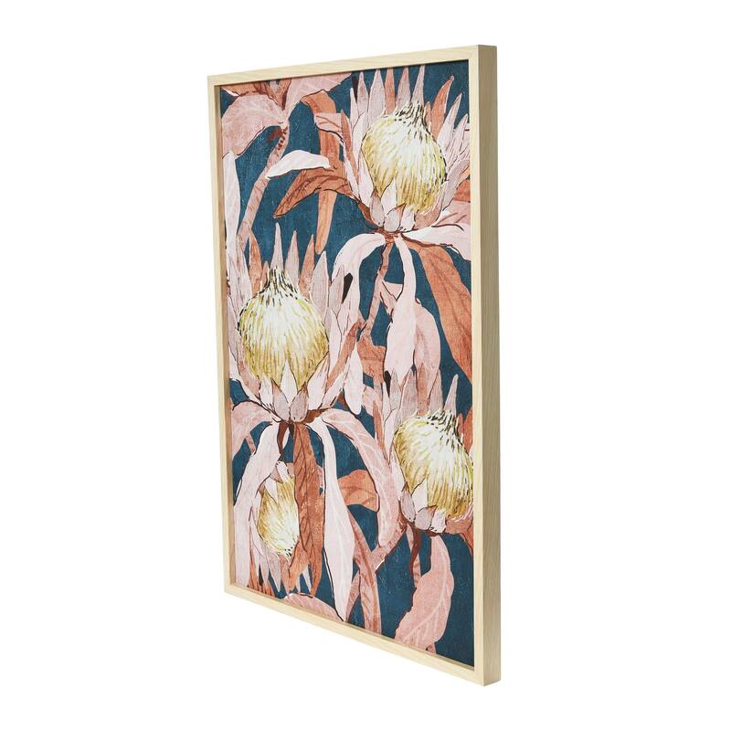 Floral Prints with Solid Wood Frame, Set of 2 - Multi-Color