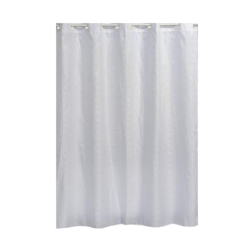 Extra Long Shower Curtain Polyester Hook Less Cubic 79"L x 71"W - White