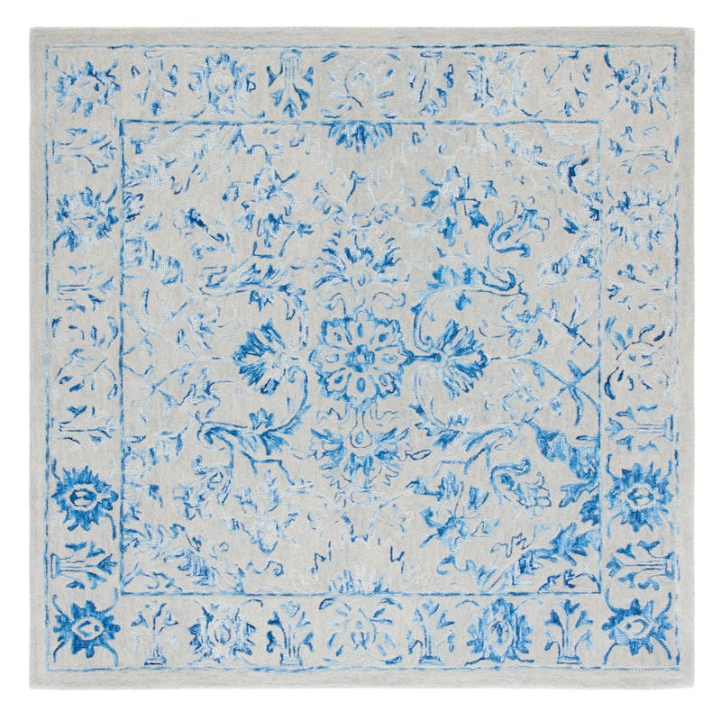 SAFAVIEH Handmade Metro Jagbir French Country Wool Rug - 6' Square - Blue/Beige