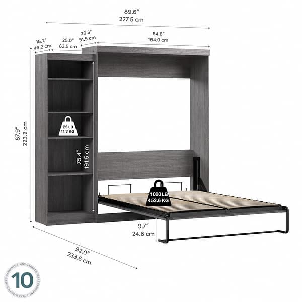 dimension image slide 0 of 4, Pur Queen Murphy Bed with Storage Unit (90W) by Bestar
