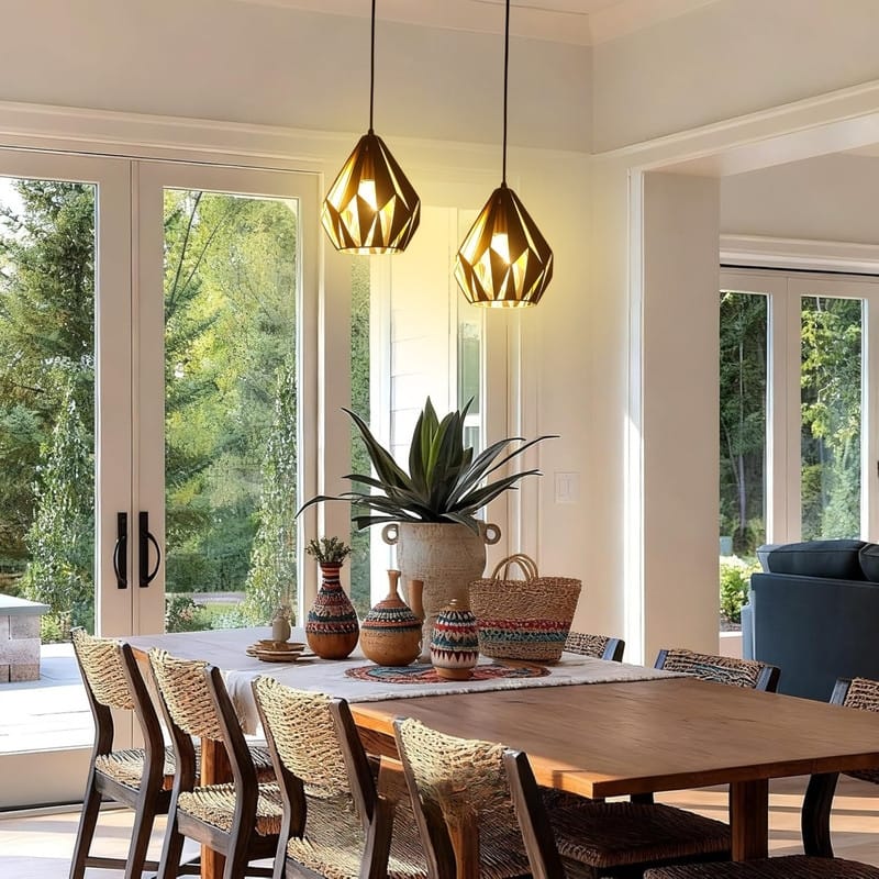 Farmhouse hanging light black dining room light metal pendant lights