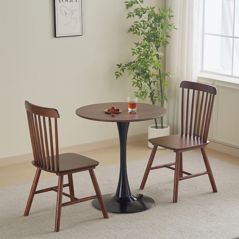 31.5"Round Dining Table For 2-4 People With Walnut Top, Mid-century Walnut Tulip Kitchen Table, Pedestal Table