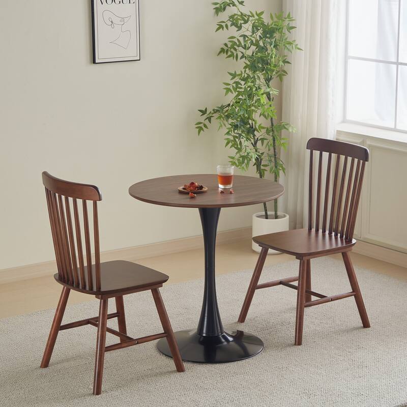31.5 "Round Dining Table for 2-4 People with Walnut Top, Mid-century Walnut Tulip Kitchen Table, Pedestal Table