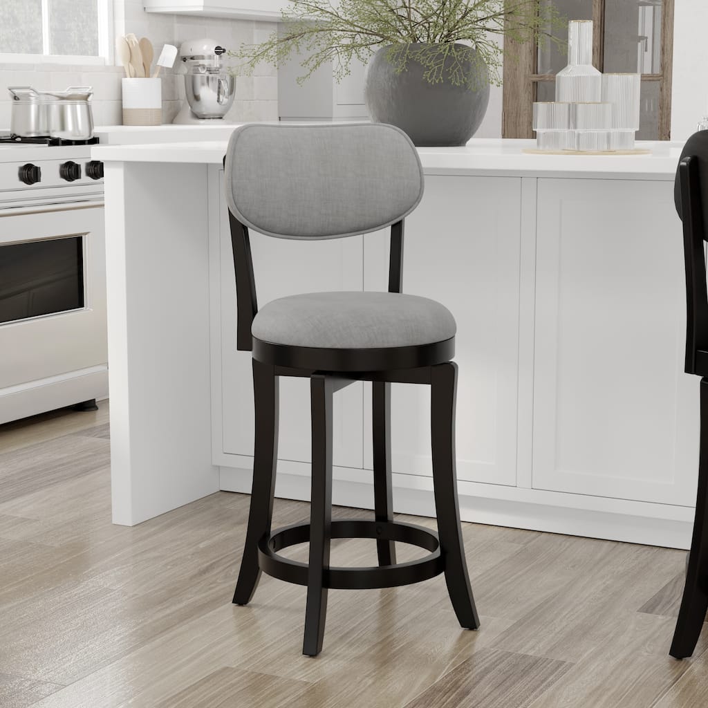 Hillsdale Sloan Wood Upholstered Swivel Counter Stool - 38.25H x 20W x 17.5D; Seat Height: 25.5H