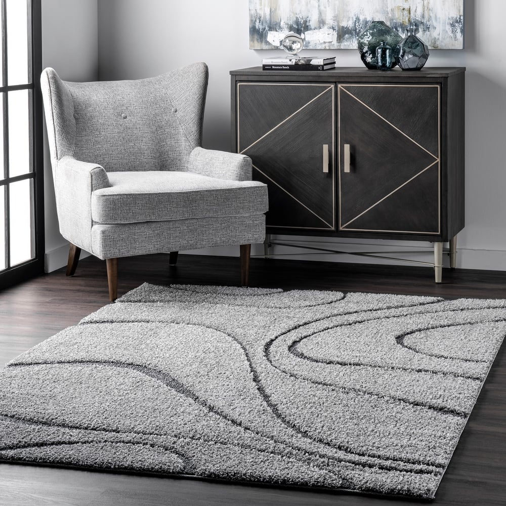 Nuloom Krista Contemporary Swirls Shag Area Rug