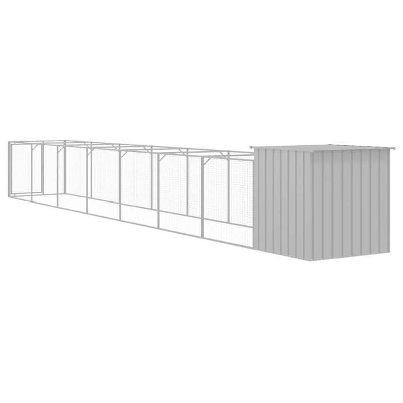 vidaXL Dog House with Run Anthracite/Light Gray multisize Galvanized Steel