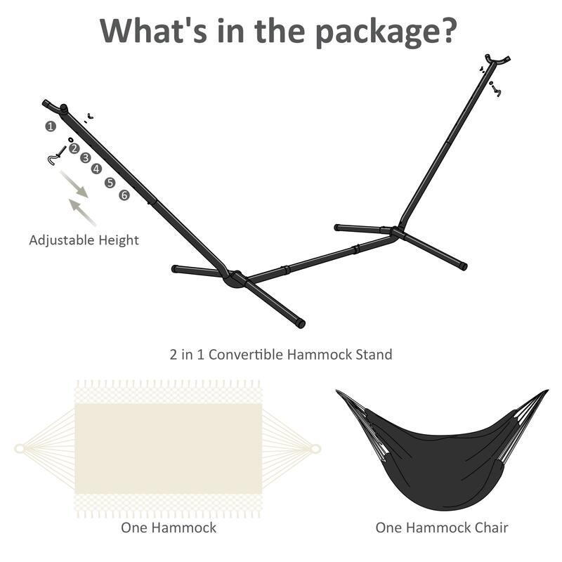 10.7 ft. 2-Person Brazilian-Style hammock with Stand - Convertible