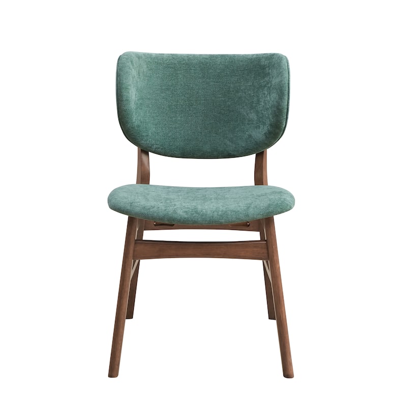 Fabric Upholstered Side Chair Set of 2 with Wood Finish Padded Seat