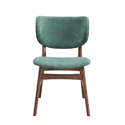 Set of 2 Wood Dining Chairs Side Chair Lounge Chair, Brown+Green