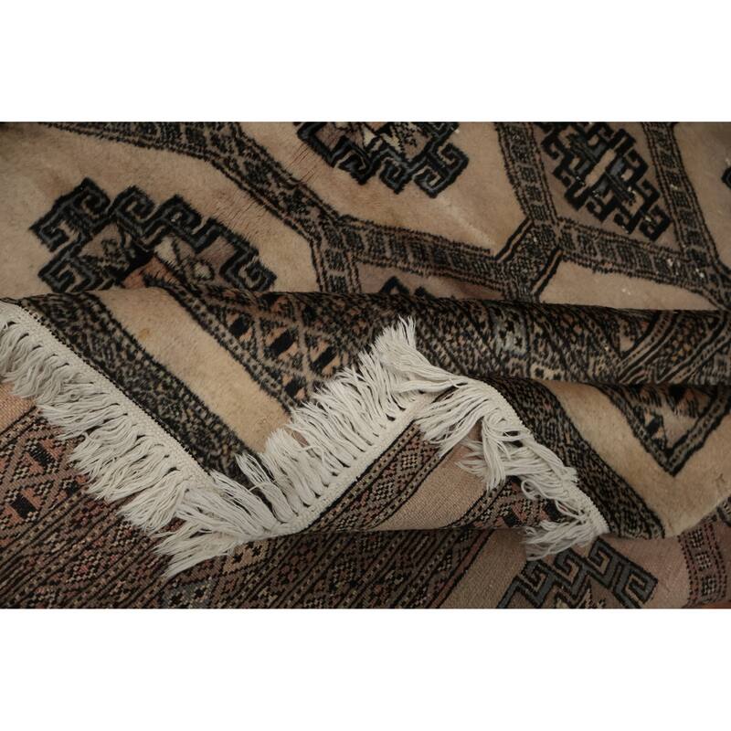 Hand Knotted Oriental 100% Wool Carpet Traditional Geometric Beige & Ivories Bokhara Area Rug - 5' 11'' X 6' 1''