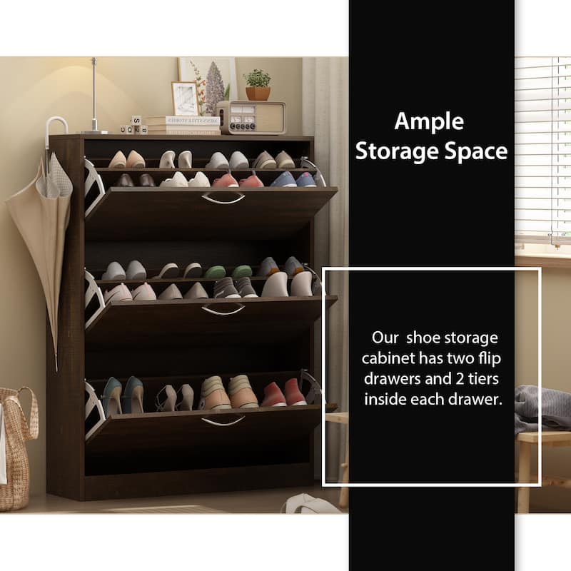 Timechee 31.6"W 18-24 Pair Shoe Storage Cabinet Space Saving