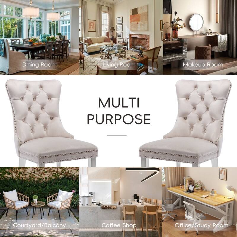 Tufted Naliheads Solid Wood Upholstered Dining Chairs (Set of 4)