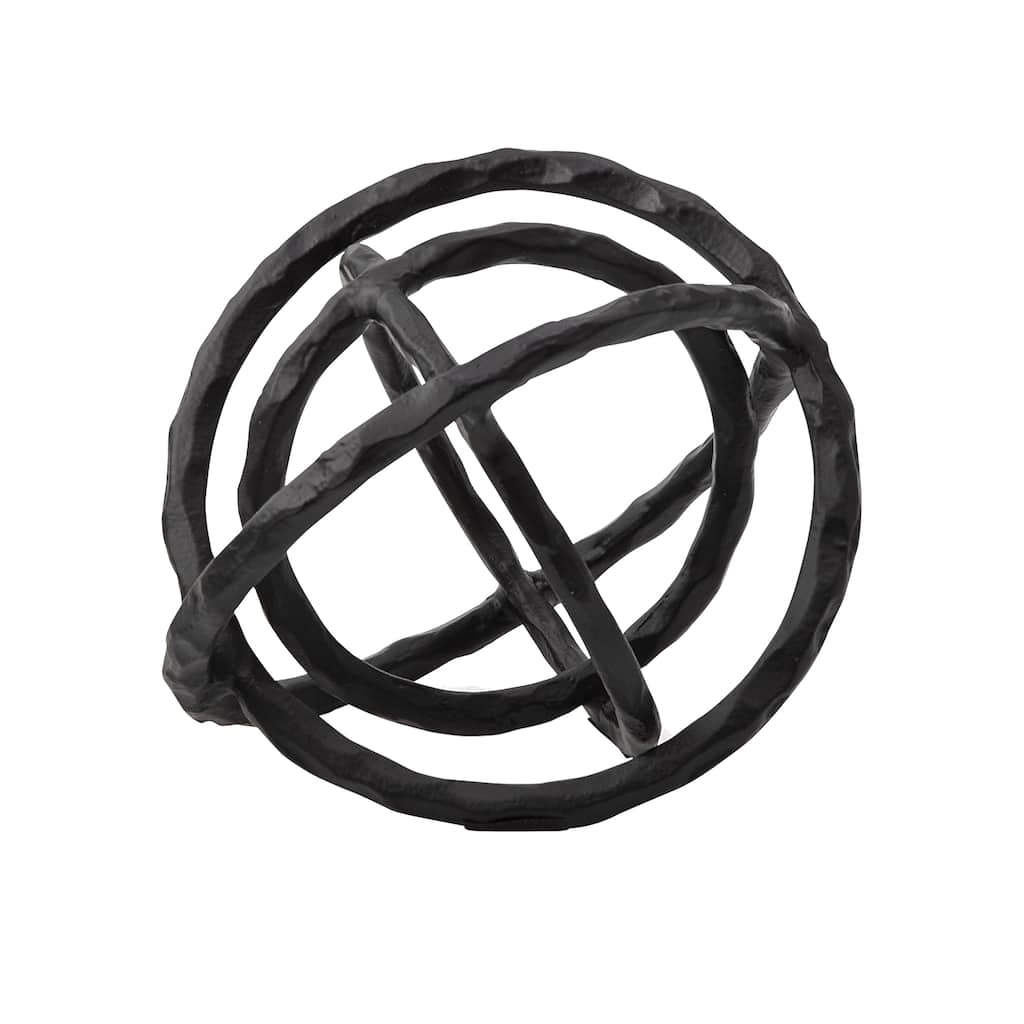 Lizy Sculpture Decor Set of 2 Interlocking Round Rings Black Cast Aluminium